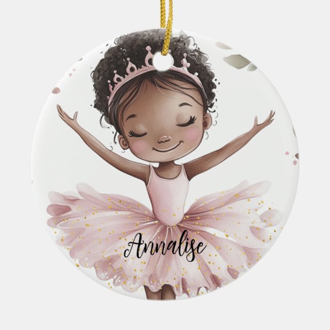 Afrikansk amerikansk Ballerina Ceramic Ornament (Framsidan)