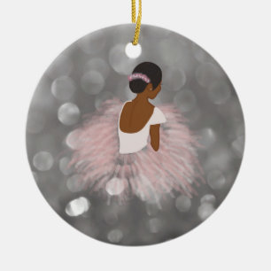 Afrikansk amerikansk Ballerina Dancer Julgransprydnad Keramik