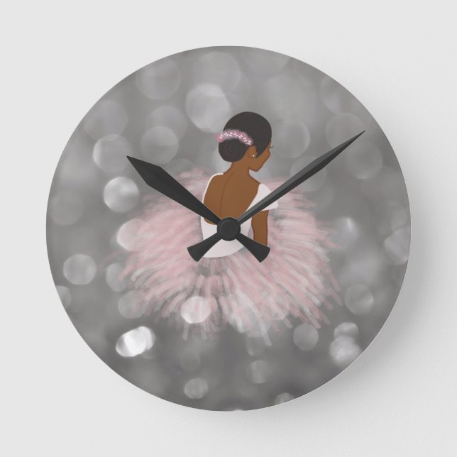 Afrikansk amerikansk Ballerina Dancer Rund Klocka (Framsida)