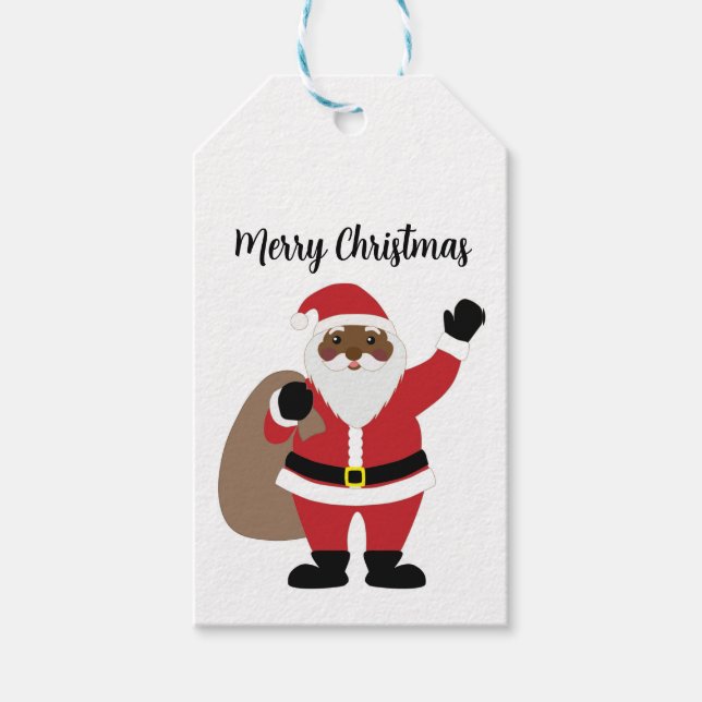 Afrikansk amerikansk Black Jultomten Presentetikett (Framsidan)