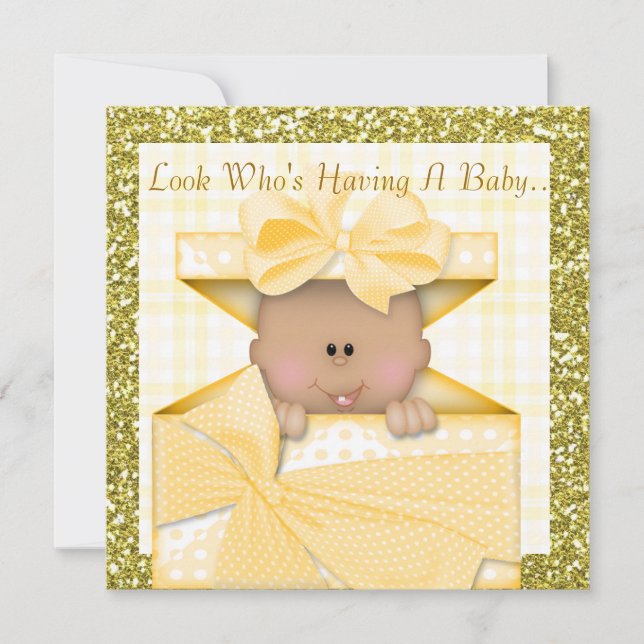 AFRIKANSK AMERIKANSK BLING BABY SHOWER INVIKELSEYE INBJUDNINGAR (Framsida)