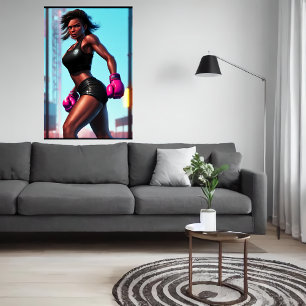 Afrikansk amerikansk boxare   AI Art Poster
