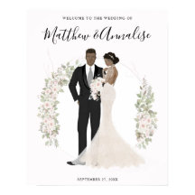 Afrikansk amerikansk Bride och Groom Bröllop Välko