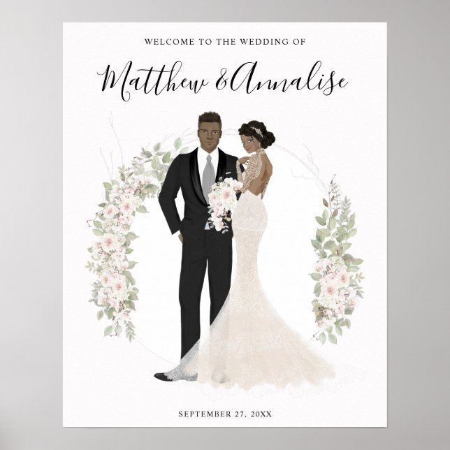 Afrikansk amerikansk Bride och Groom Bröllop Välko Poster (Framsidan)