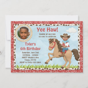 Afrikansk amerikansk cowboy Horse Barns födelsedag Inbjudningar