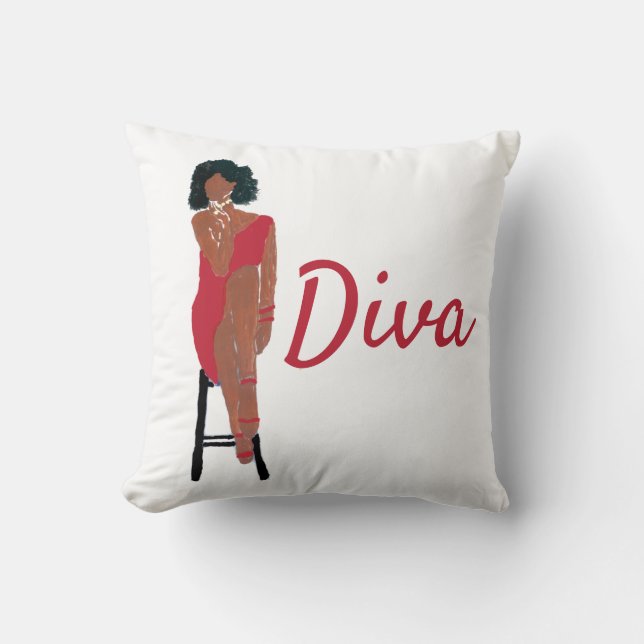 Afrikansk amerikansk Diva Crimsom Dekorativ kudde (Framsida)