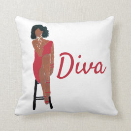 Afrikansk amerikansk Diva Crimsom Dekorativ kudde