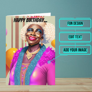Afrikansk amerikansk drottning Funny Gay Birthday Kort