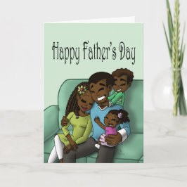 Afrikansk amerikansk familj Fars dag Kort