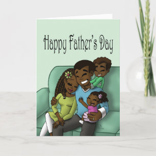 Afrikansk amerikansk familj Fars dag Kort
