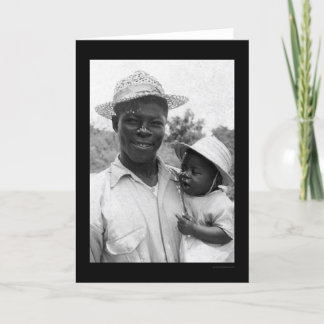 Afrikansk amerikansk Far och Baby 1935 Kort