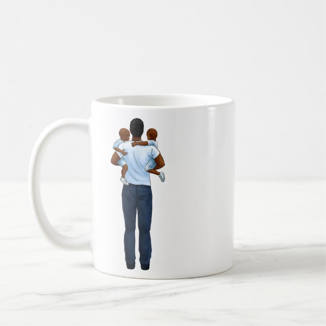 Afrikansk amerikansk Fars dag Pappa och två barn Kaffemugg (Vänster)