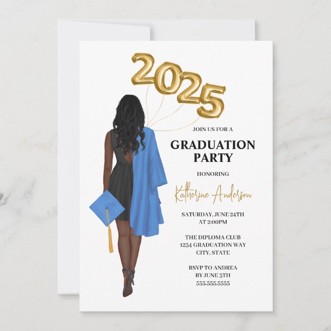 Afrikansk-amerikansk female 2025 Studenten Inbjudningar (Framsida)