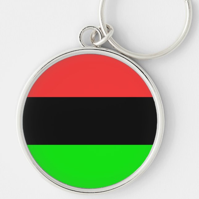 Afrikansk amerikansk Flagga Rund Silverfärgad Nyckelring (Framsidan)