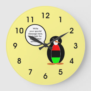 Afrikansk amerikansk Flagga Talking Penguin Stor Klocka