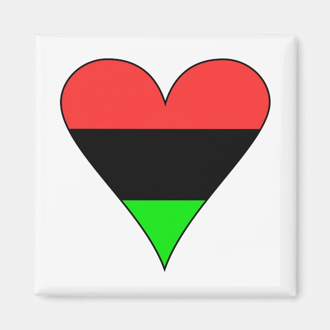 Afrikansk-amerikansk flagghjärta magnet (Framsidan)