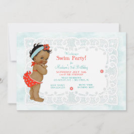 Afrikansk amerikansk Flicka Bathing Kostym Snöre Inbjudningar