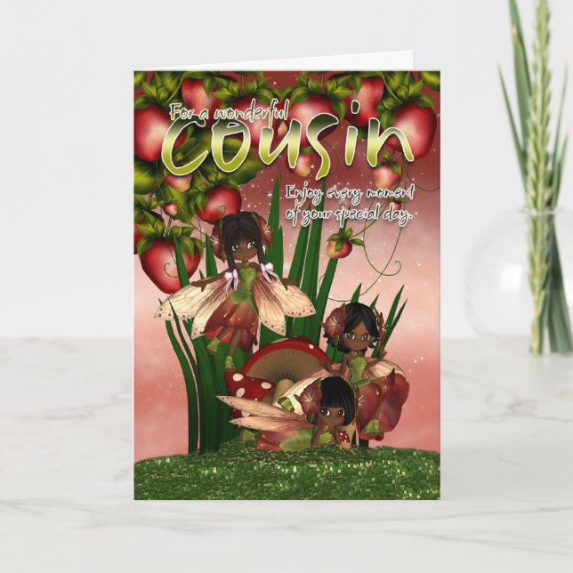 Afrikansk amerikansk födelsedagskort - kusin - moo kort (Framsida)