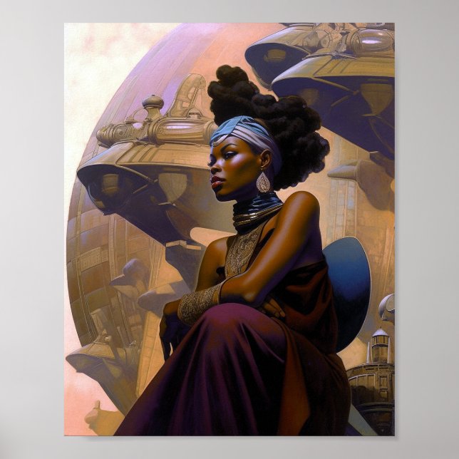 Afrikansk amerikansk Futuristiska Dam Poster (Framsidan)