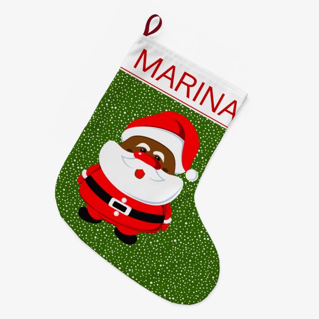 Afrikansk-amerikansk grönt i Jultomten Stor Julstrumpa (Framsidan (Hängande))