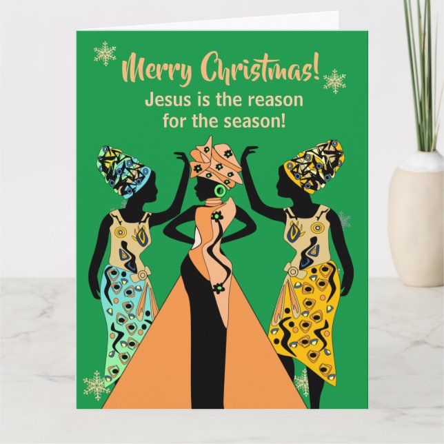 Afrikansk amerikansk inspirerande, kristen jul kort (Framsida)