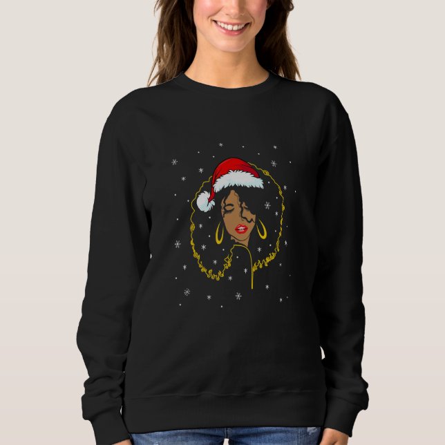 Afrikansk amerikansk jul Jultomten Black Woman T Shirt (Framsida)