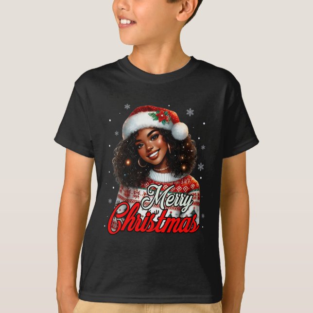 Afrikansk amerikansk jul, svarta kvinnor Mamma T Shirt (Framsida)