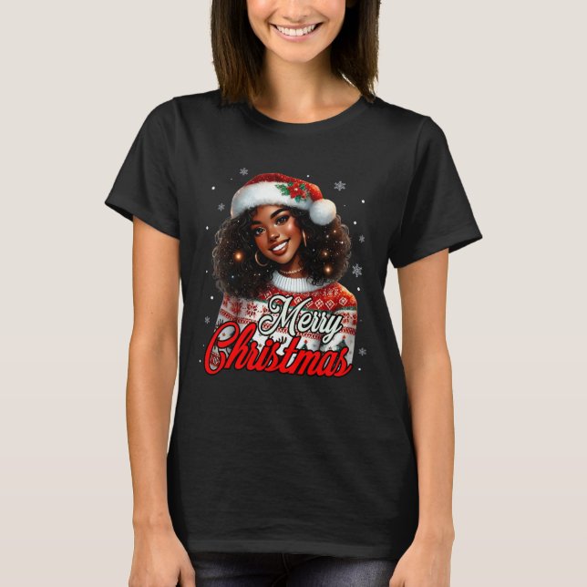 Afrikansk amerikansk jul, svarta kvinnor Mamma T Shirt (Framsida)