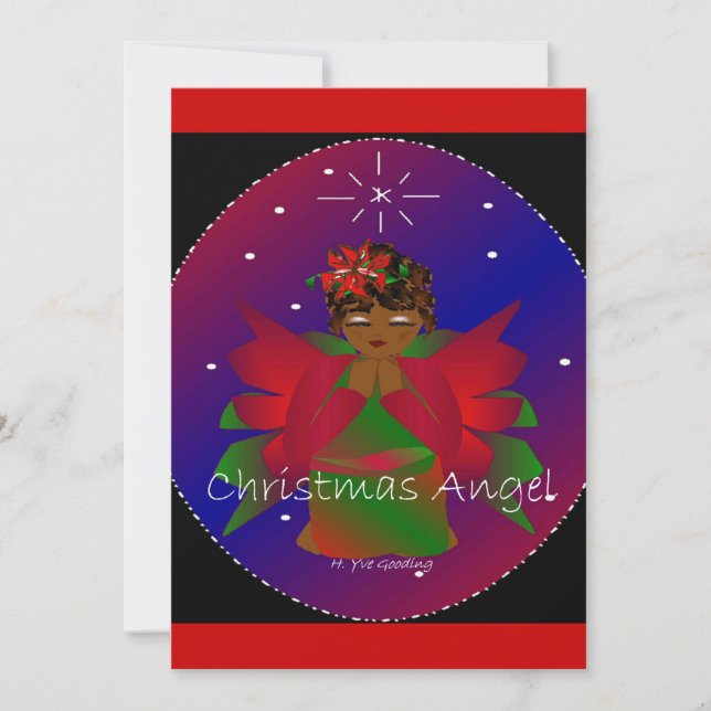 Afrikansk-amerikansk julängel Angel Flicka Praying Inbjudningar (Framsida)