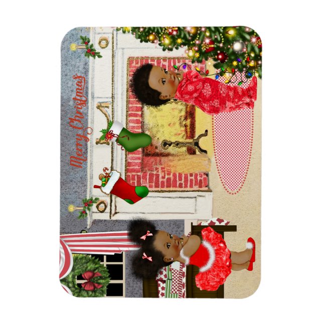 Afrikansk amerikansk julgransmagnet magnet (Vertikal)
