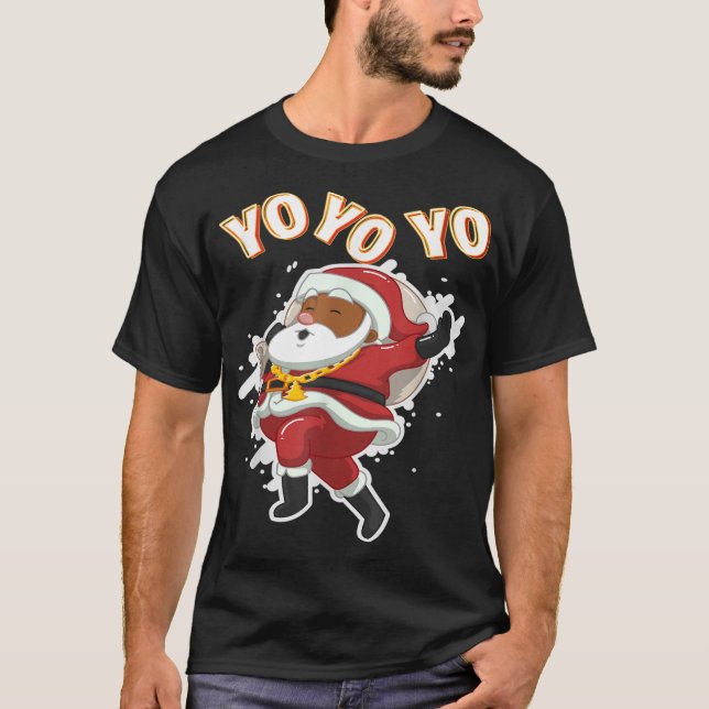 Afrikansk amerikansk Jultomten Black jul T Shirt (Framsida)