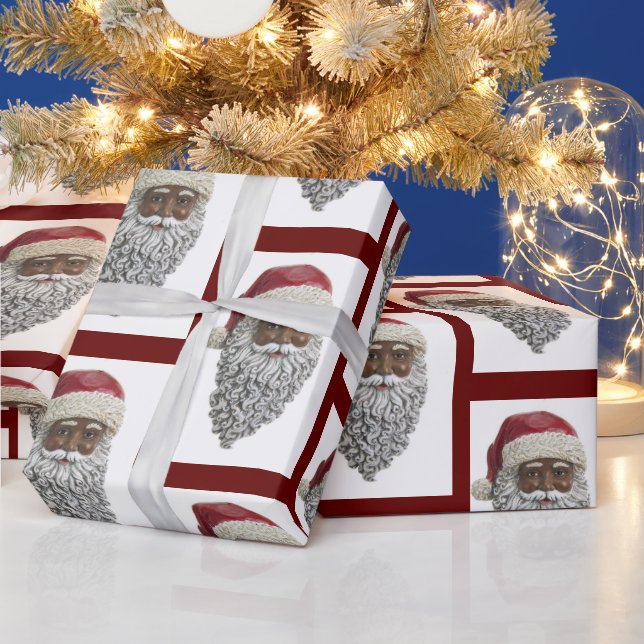 Afrikansk amerikansk Jultomten-huvudjulklapp Presentpapper (Helgdagar)