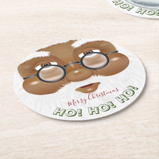 Afrikansk amerikansk Jultomten-jul, Helgdag Underlägg Papper Rund (Vinklad)