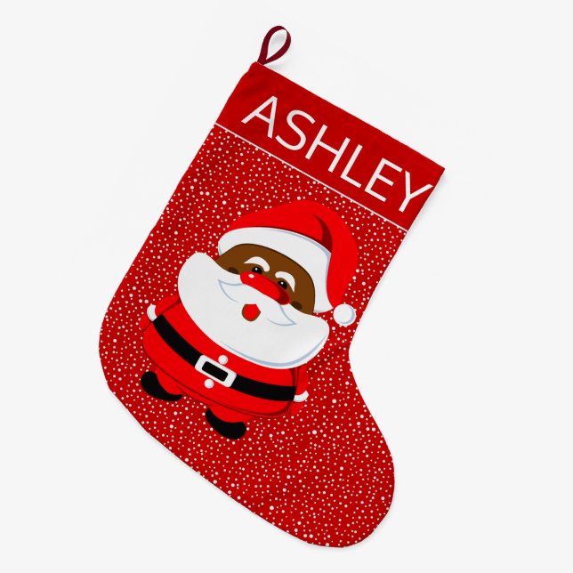 Afrikansk-amerikansk Jultomten julröd Stor Julstrumpa (Framsidan (Hängande))