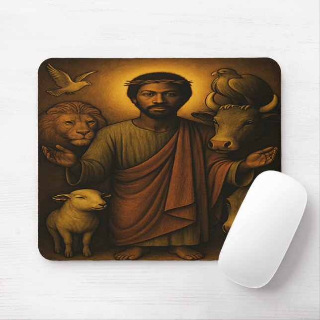 Afrikansk amerikansk kristen Art Mouse Pad Musmatta (Med mus)