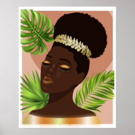 Afrikansk amerikansk kvinna i Guld illustration Poster