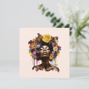 Afrikansk-amerikansk kvinna med Blommigt Afro Hair