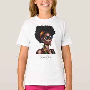 Afrikansk amerikansk kvinna med Chic solglasögon T Shirt