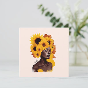 Afrikansk-amerikansk kvinna med solros Afro Hair