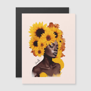 Afrikansk-amerikansk kvinna med solros Afro Hair