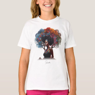 Afrikansk-amerikansk kvinna med Träd-adorned Hair T Shirt
