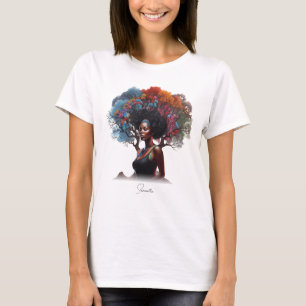 Afrikansk-amerikansk kvinna med Träd-adorned Hair T Shirt