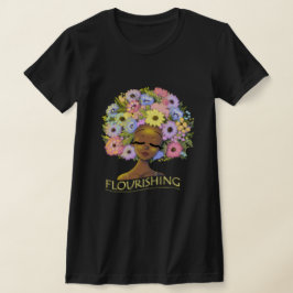 Afrikansk amerikansk kvinna och blommor t shirt