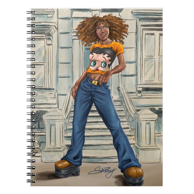 Afrikansk amerikansk kvinna Spiral fotopatbok Anteckningsbok (Framsidan)