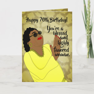 Afrikansk amerikansk kvinna-Trendig 70:e födelseda Tack Kort