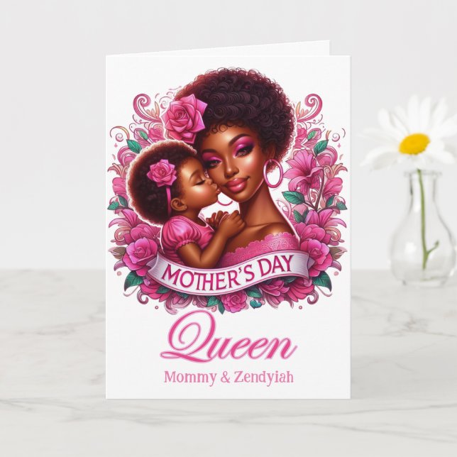 Afrikansk amerikansk Mamma och dotter Mors dag dro Kort (Liten växt)