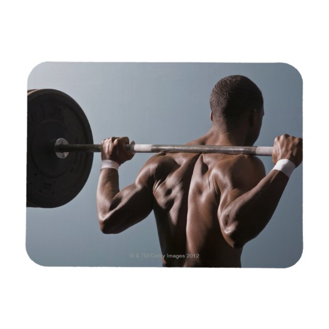 Afrikansk amerikansk man som arbetar med gym 2 magnet (Horisontell)