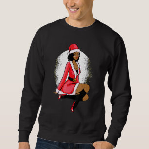 Afrikansk amerikansk Mrs Claus Black-julgrafik Lång Ärmad Tröja