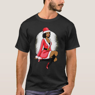 Afrikansk amerikansk Mrs Claus Black-julgrafik T Shirt