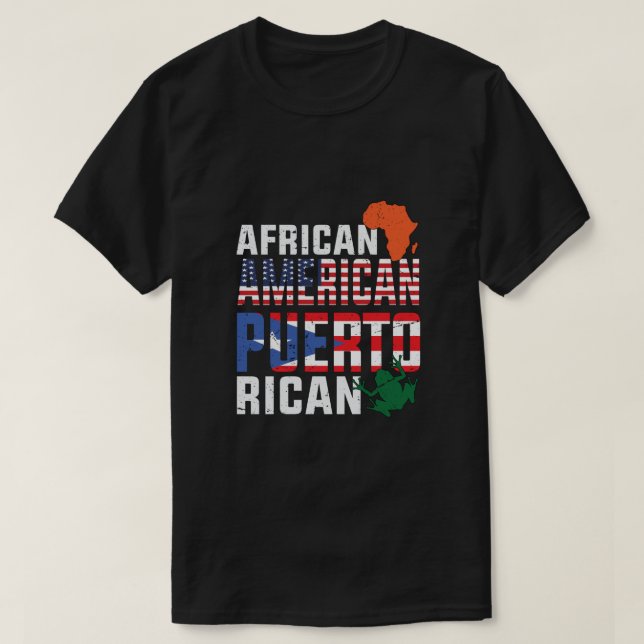 Afrikansk amerikansk och Puerto Rican flagga T Shirt (Design framsida)